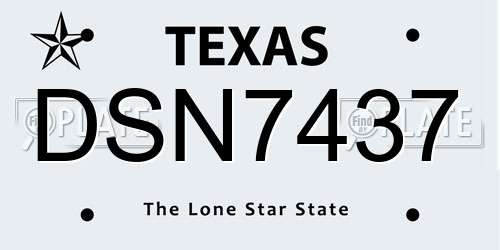 DSN7437 Texas License Plate