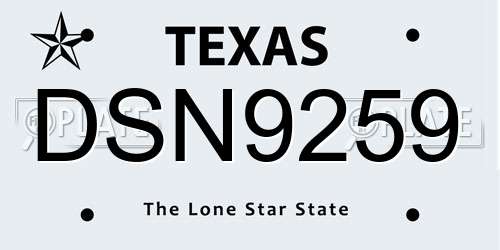 DSN9259 Texas License Plate