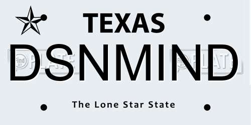 DSNMIND Texas License Plate