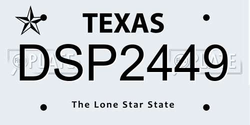 DSP2449 Texas License Plate