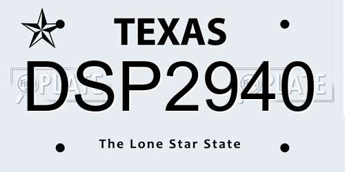 DSP2940 Texas License Plate