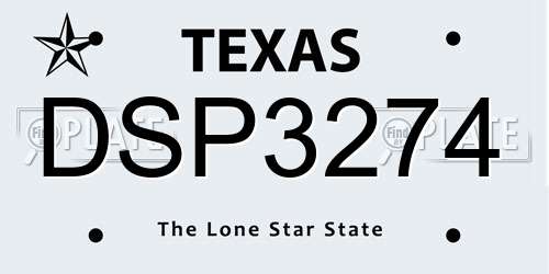 DSP3274 Texas License Plate
