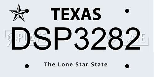 DSP3282 Texas License Plate