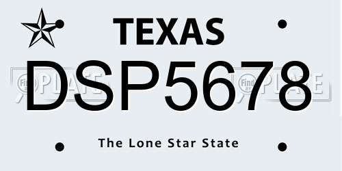 DSP5678 Texas License Plate