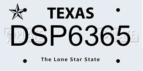 DSP6365 Texas License Plate
