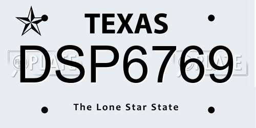 DSP6769 Texas License Plate