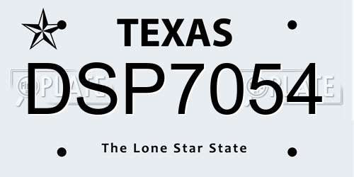 DSP7054 Texas License Plate