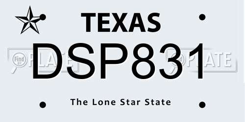 DSP831 Texas License Plate