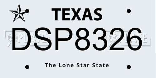 DSP8326 Texas License Plate