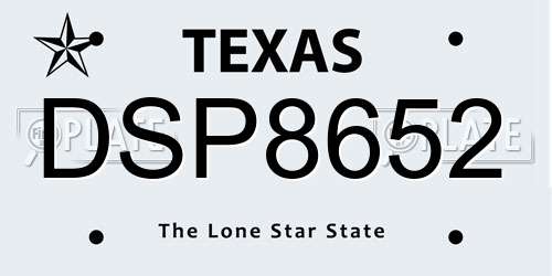 DSP8652 Texas License Plate