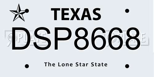 DSP8668 Texas License Plate