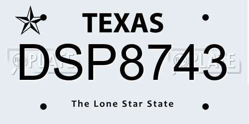 DSP8743 Texas License Plate