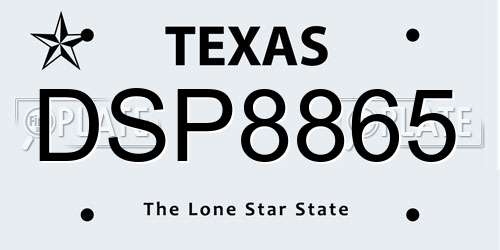 DSP8865 Texas License Plate