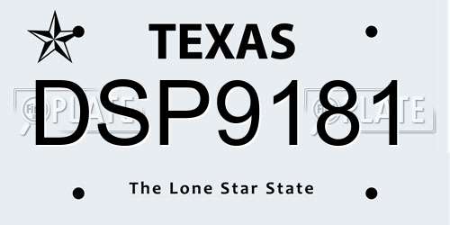 DSP9181 Texas License Plate