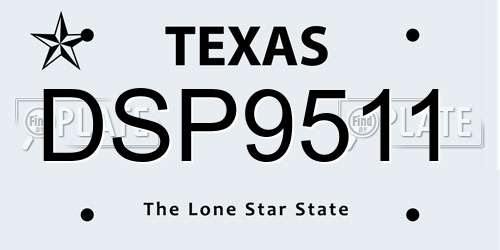 DSP9511 Texas License Plate
