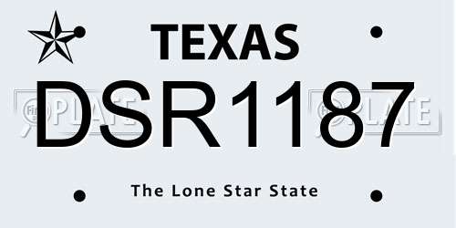 DSR1187 Texas License Plate