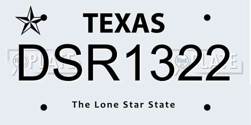 DSR1322 Texas License Plate