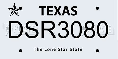 DSR3080 Texas License Plate