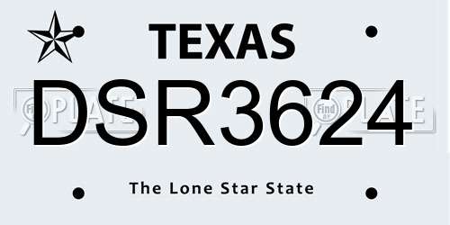 DSR3624 Texas License Plate