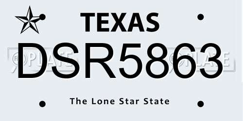 DSR5863 Texas License Plate