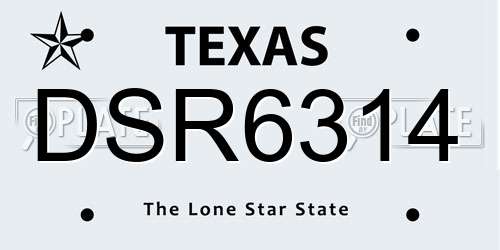 DSR6314 Texas License Plate