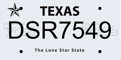 DSR7549 Texas License Plate
