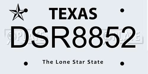 DSR8852 Texas License Plate