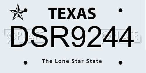 DSR9244 Texas License Plate
