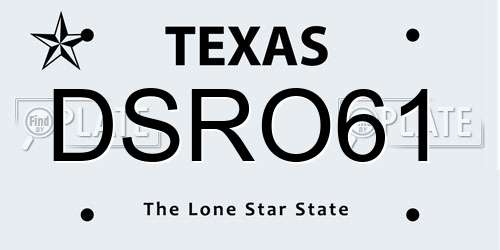 DSRO61 Texas License Plate