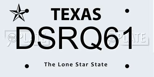 DSRQ61 Texas License Plate