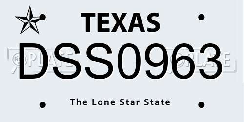 DSS0963 Texas License Plate