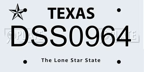 DSS0964 Texas License Plate