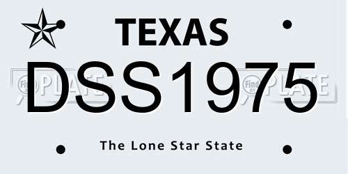 DSS1975 Texas License Plate