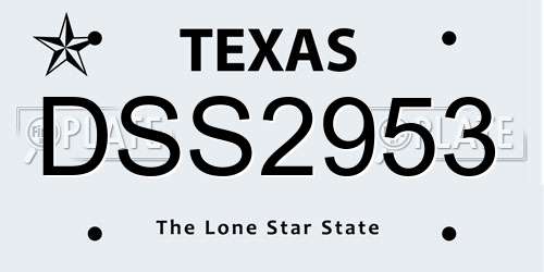 DSS2953 Texas License Plate