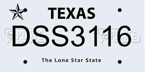 DSS3116 Texas License Plate