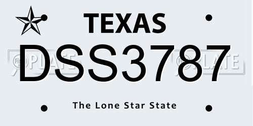 DSS3787 Texas License Plate