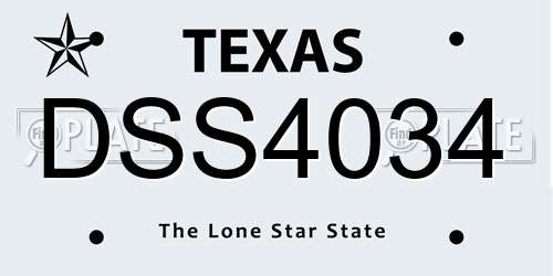 DSS4034 Texas License Plate