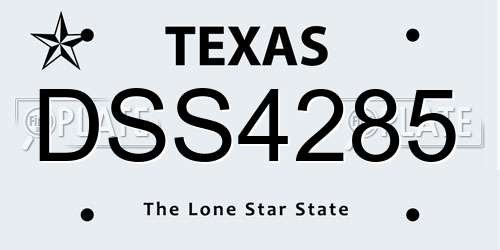 DSS4285 Texas License Plate