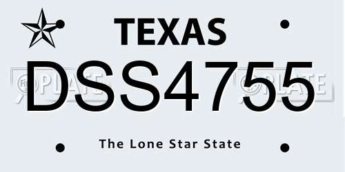 DSS4755 Texas License Plate