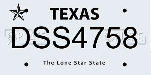 DSS4758 Texas License Plate