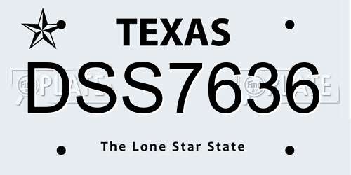 DSS7636 Texas License Plate