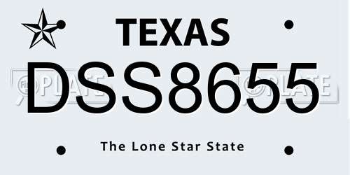 DSS8655 Texas License Plate