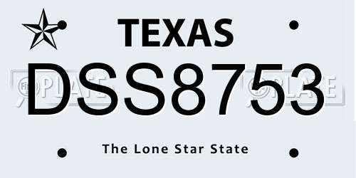 DSS8753 Texas License Plate