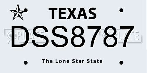 DSS8787 Texas License Plate
