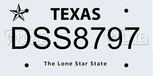 DSS8797 Texas License Plate