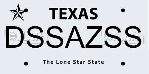 DSSAZSS Texas License Plate