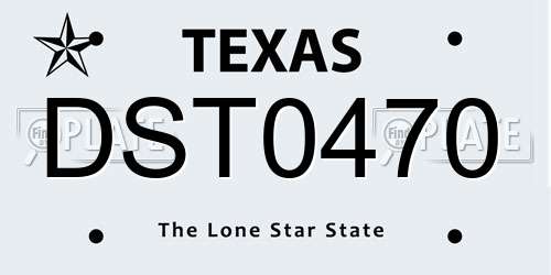 DST0470 Texas License Plate