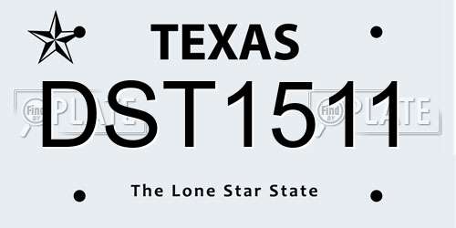 DST1511 Texas License Plate
