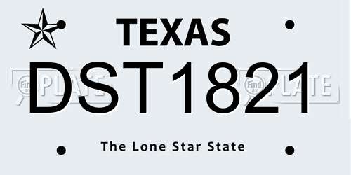 DST1821 Texas License Plate
