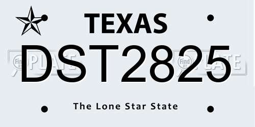 DST2825 Texas License Plate